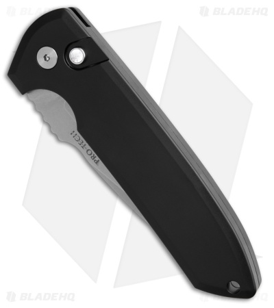 Pro-Tech Les George Rockeye Automatic Knife Black Aluminum (3.375" Stonewash)