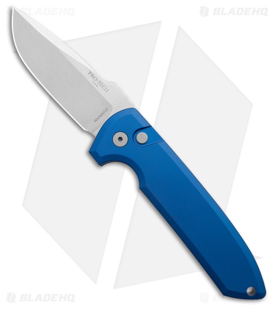 Pro-Tech Les George Rockeye Automatic Knife Blue Aluminum (3.5" Stonewash)