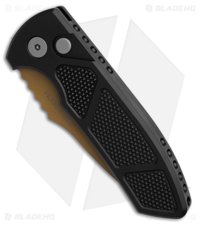 Pro-Tech Les George SBR Automatic Knife Black Knurled Aluminum (2.6" Copper)