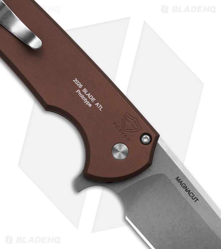 Pro-Tech Mordax Button Lock Flipper Brown Aluminum (3.5" Stonewash)