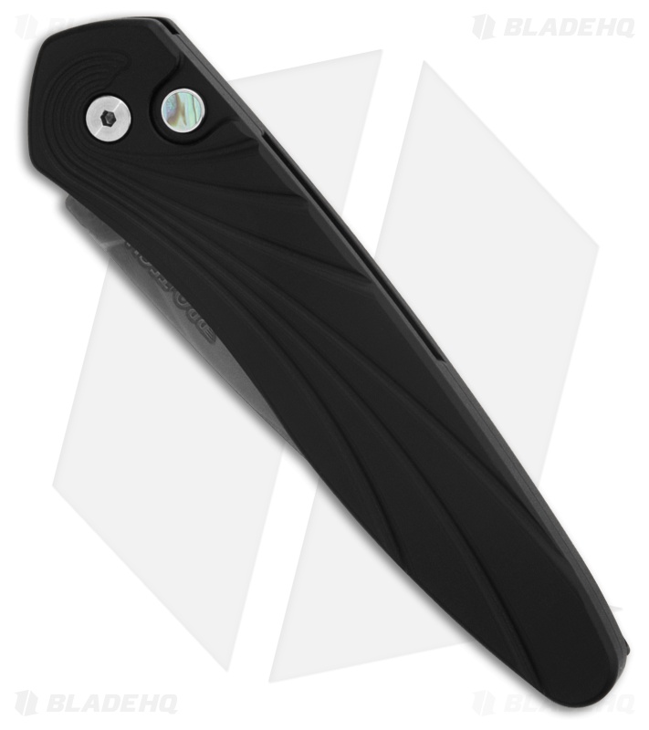 Pro-Tech Newport Automatic Knife 3D Wave Black  Aluminum (3" Smoky Gray) 3437SG