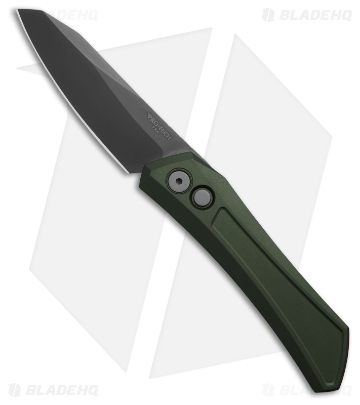 Pro-Tech Oligarch MagnaCut Sheepsfoot Automatic Knife Green Al (3.25" Smokey)