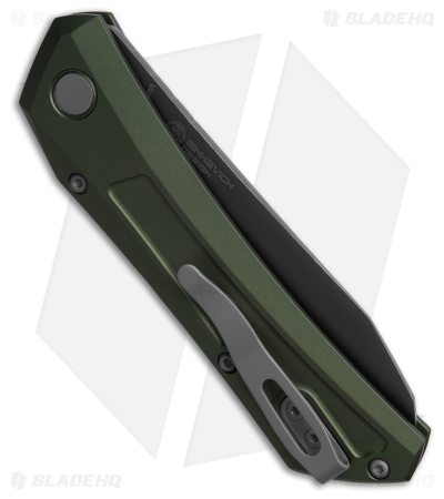 Pro-Tech Oligarch MagnaCut Sheepsfoot Automatic Knife Green Al (3.25" Smokey)
