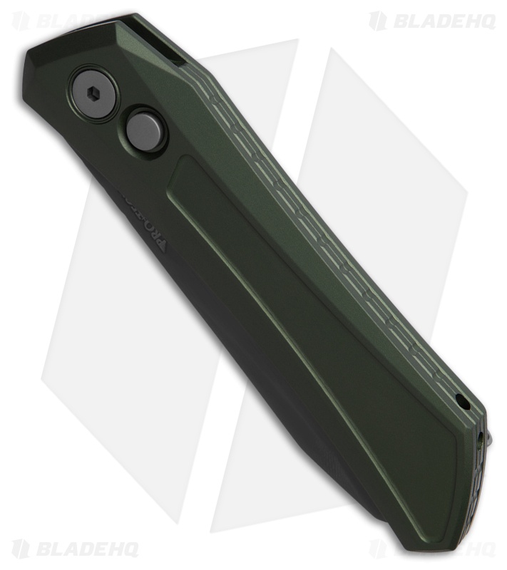 Pro-Tech Oligarch MagnaCut Sheepsfoot Automatic Knife Green Al (3.25" Smokey)