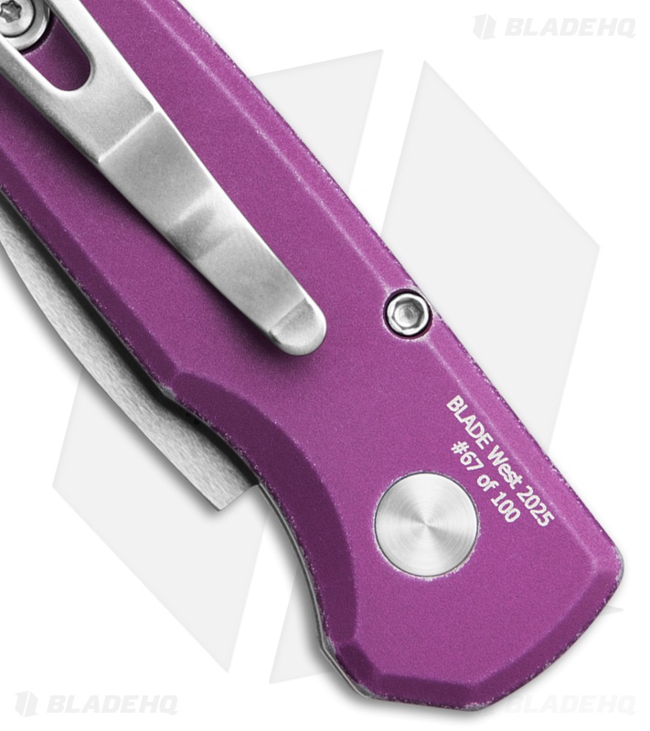 Pro-Tech Runt 5 Wharncliffe Auto Knife Battleworn Smooth Purple Al (1.9" Satin)