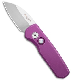Pro-Tech Runt 5 Wharncliffe Auto Knife Battleworn Smooth Purple Al (1.9" Satin)