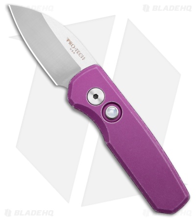 Pro-Tech Runt 5 Wharncliffe Auto Knife Battleworn Smooth Purple Al (1.9" Satin)