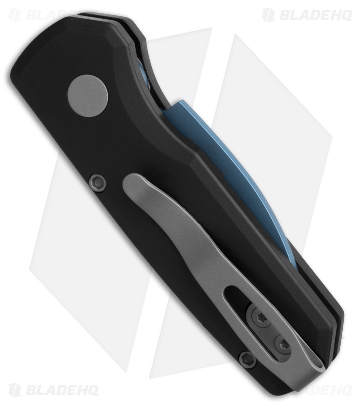 Pro-Tech Runt 5 Wharncliffe Automatic Knife Black Aluminum (1.9" Denim PVD)