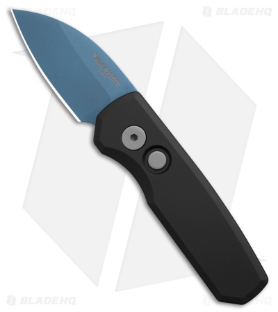Pro-Tech Runt 5 Wharncliffe Automatic Knife Black Aluminum (1.9" Denim PVD)
