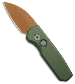 Pro-Tech Runt 5 Wharncliffe Automatic Knife Desert Warrior Green (1.9" Tan PVD)
