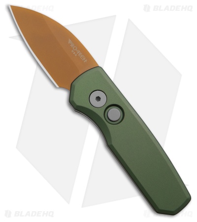 Pro-Tech Runt 5 Wharncliffe Automatic Knife Desert Warrior Green (1.9" Tan PVD)