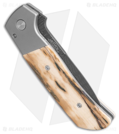 Pro-Tech Terzuola ATCF Automatic Knife Gray Al/ Mastadon Bark (3.5" Damascus)
