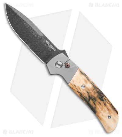 Pro-Tech Terzuola ATCF Automatic Knife Gray Al/ Mastadon Bark (3.5" Damascus)
