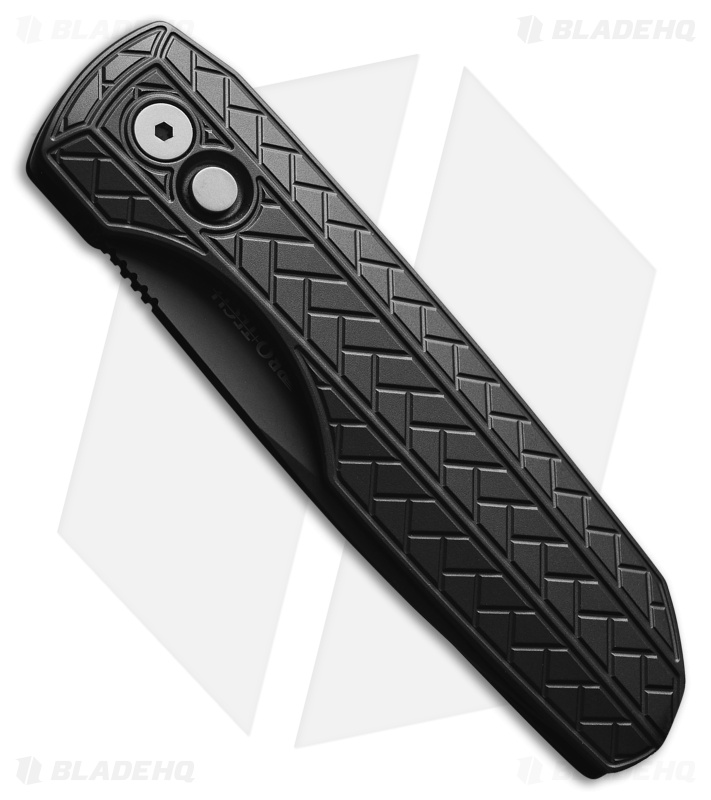 Vero Engineering + Pro-Tech Synapse 2 Auto Knife Black Herringbone Al (3.5" DLC)