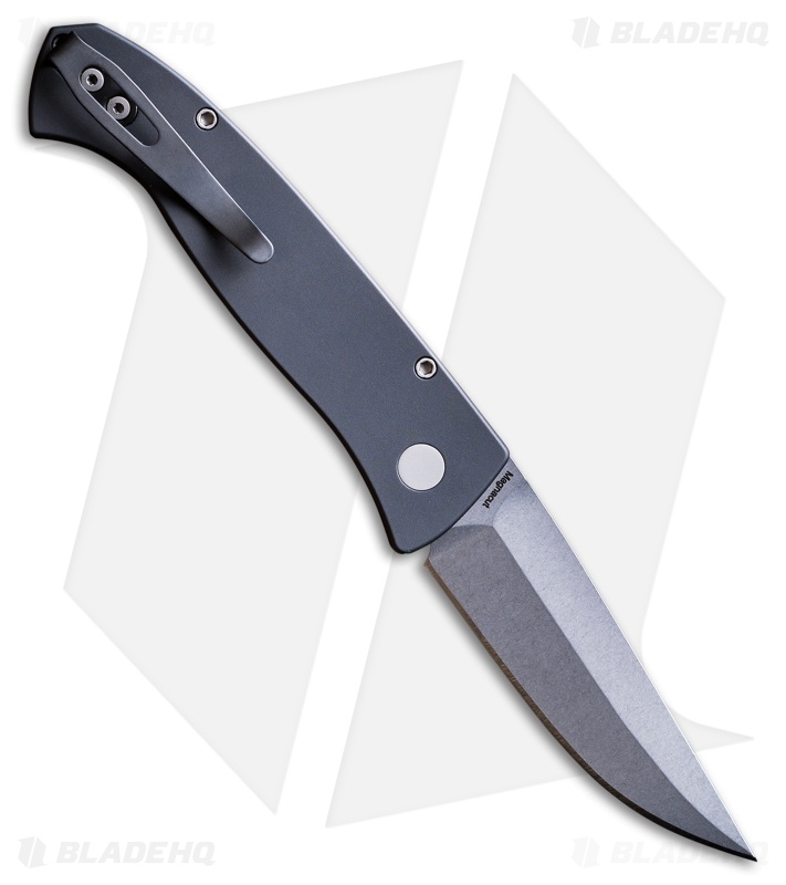 Pro-Tech Brend Automatic Knife Solid Black Aluminum (3.1" Stonewash)