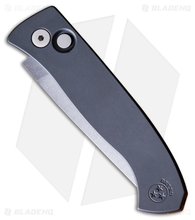 Pro-Tech Brend Automatic Knife Solid Black Aluminum (3.1" Stonewash)