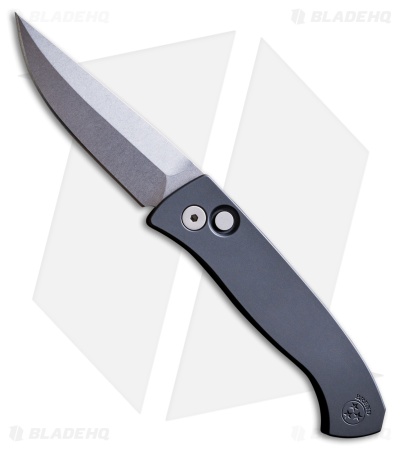 Pro-Tech Brend Automatic Knife Solid Black Aluminum (3.1" Stonewash)