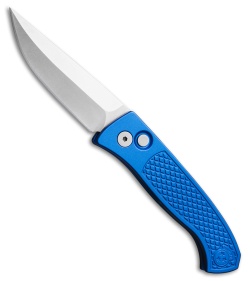 Pro-Tech Brend Automatic Knife Blue Diamond Textured Aluminum (3.1" Stonewash)