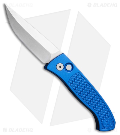Pro-Tech Brend Automatic Knife Blue Diamond Textured Aluminum (3.1" Stonewash)