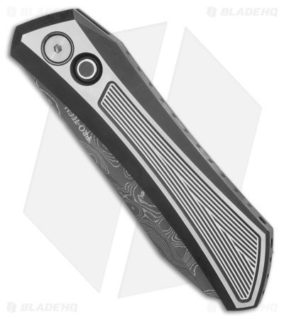 Pro-Tech Oligarch Custom Automatic Knife Two-Tone Weave (3.25" Virus Damascus)