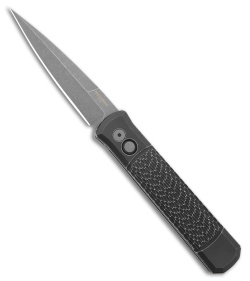 Pro-Tech Godfather Automatic Knife Black Jigged Battle Worn Aluminum (4" Acid)