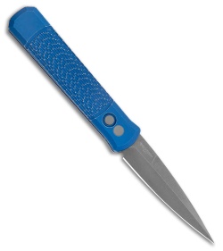 Pro-Tech Godfather Left Handed Knife Blue Jigged Battle Worn Aluminum (4" Acid)