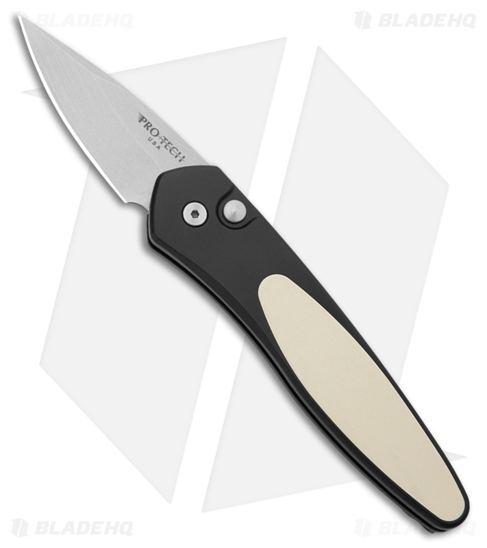 Pro-Tech Half-Breed Tuxedo Automatic Knife Black/Ivory Micarta (1.95" Stonewash)