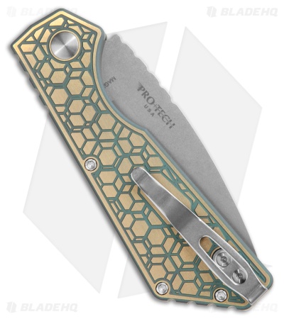Strider + Pro-Tech PT Custom Auto Knife Gridlock Texture Ti #1 (3" SW)