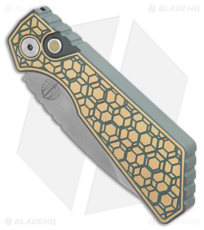 Strider + Pro-Tech PT Custom Auto Knife Gridlock Texture Ti #1 (3" SW)