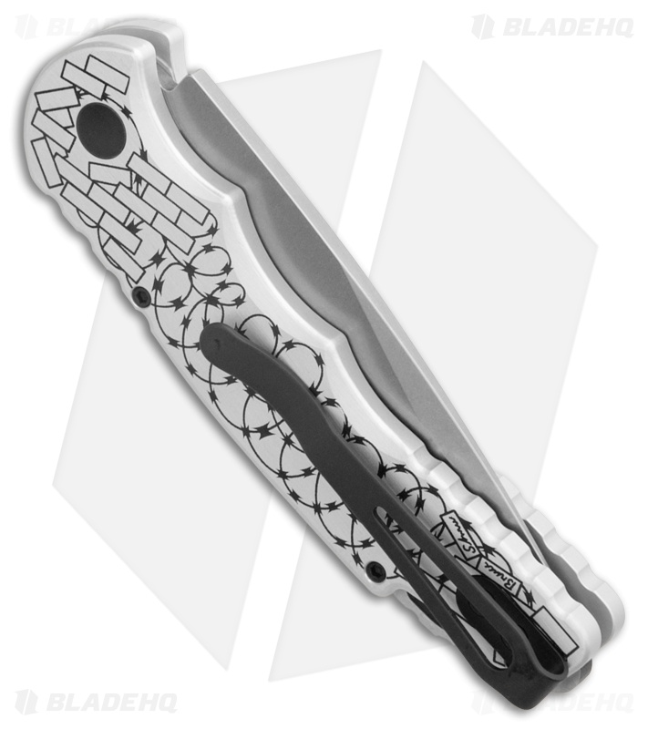 Pro-Tech TR-5 Silver Barbed Wire + Silver Skull Stonewash