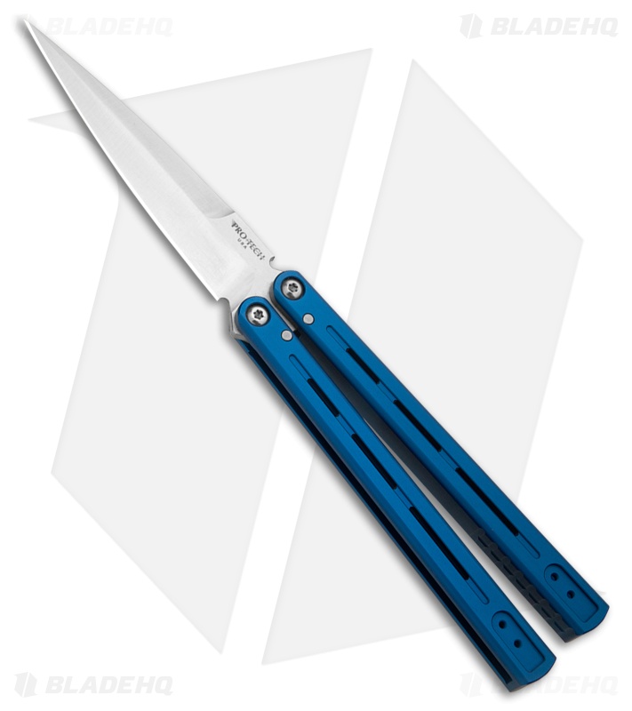Pro-Tech FlyFather 2 Balisong Butterfly Knife Blue Aluminum (4" Satin)