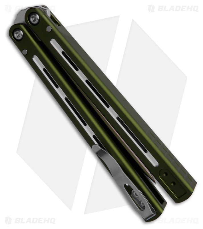 Pro-Tech FlyFather 2 Balisong Butterfly Knife Green Aluminum (4" Satin)