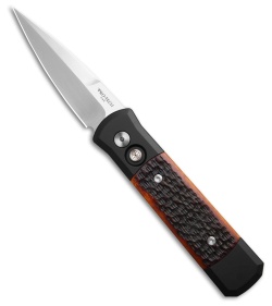 Pro-Tech Godson Custom Automatic Knife Black Aluminum/Jigged Bone (3.15" Satin)
