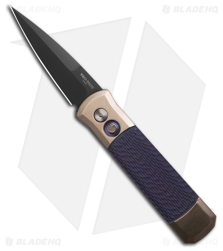 Pro-Tech Godson Custom Auto Knife Gold Bolsters/Purple Jigged Center (3.15" DLC)