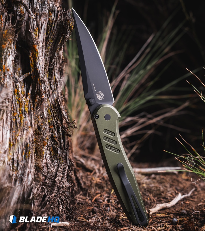 Pro-Tech Avalon Button Lock Knife Battleworn Knurled Green (4.25" DLC MagnaCut)