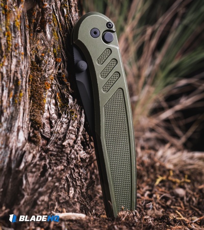 Pro-Tech Avalon Button Lock Knife Battleworn Knurled Green (4.25" DLC MagnaCut)