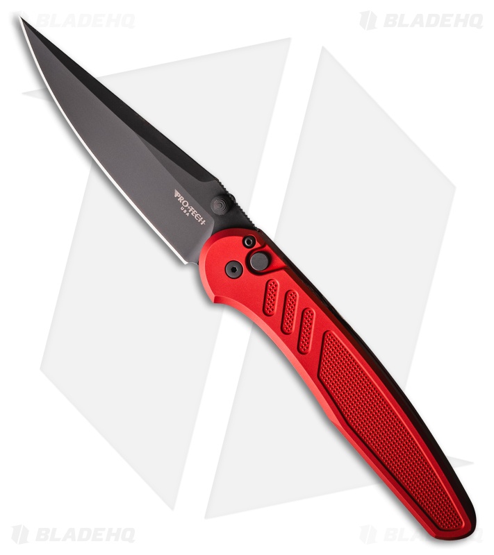 Pro-Tech Avalon Button Lock Knife Knurled Red Aluminum (4.25" DLC MagnaCut)