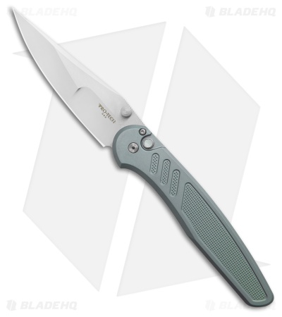 Pro-Tech Avalon Button Lock Knife Knurled Gray Aluminum (4.25" Mirror Polished)