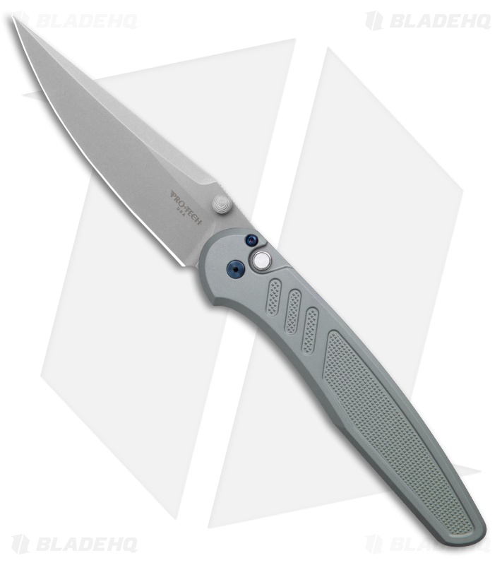 Pro-Tech Avalon Button Lock Knife Knurled Gray Aluminum (4.25" SW A-421)