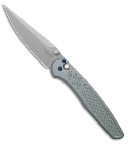 Pro-Tech Avalon Button Lock Knife Knurled Gray Aluminum (4.25" SW A-421)