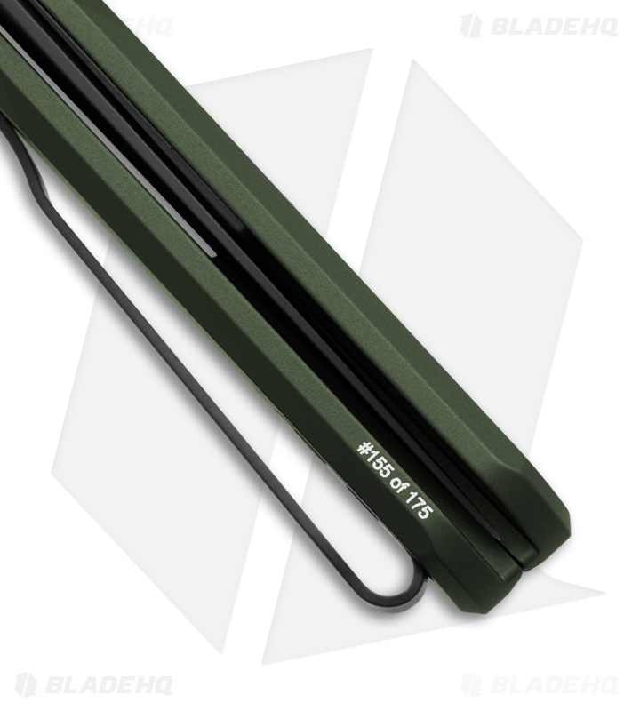 Pro-Tech Avalon Button Lock Knife Knurled Green Al (4.00" DLC MagnaCut)