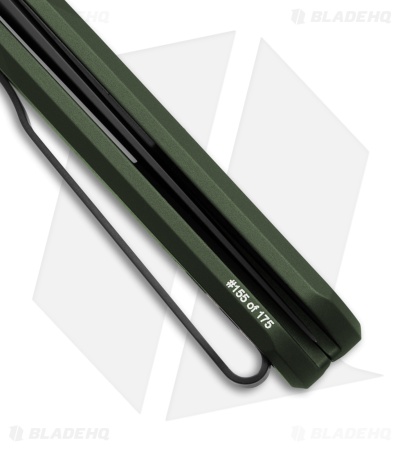 Pro-Tech Avalon Button Lock Knife Knurled Green Al (4.00" DLC MagnaCut)