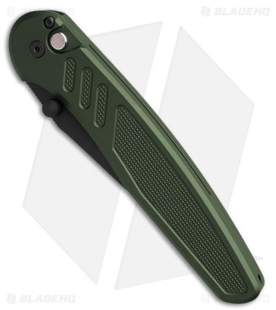 Pro-Tech Avalon Button Lock Knife Knurled Green Al (4.00" DLC MagnaCut)