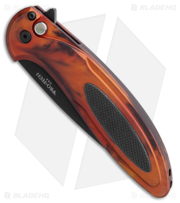 Pro-Tech Cambria Button Lock Knife Del Fuego Al + Black G-10 (3.5" DLC Magnacut)