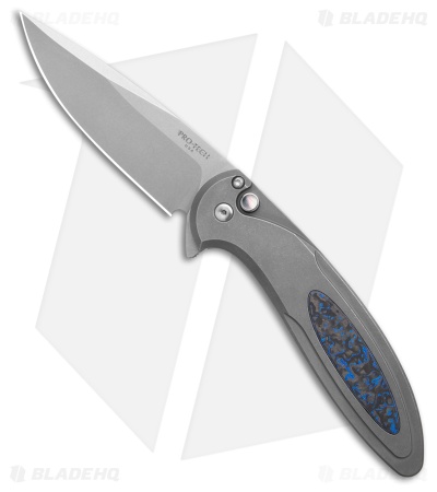 Pro-Tech Custom Cambria 17-4 Steel + Blue TechnoCarbo Inlay (3.5" SW Magnacut)