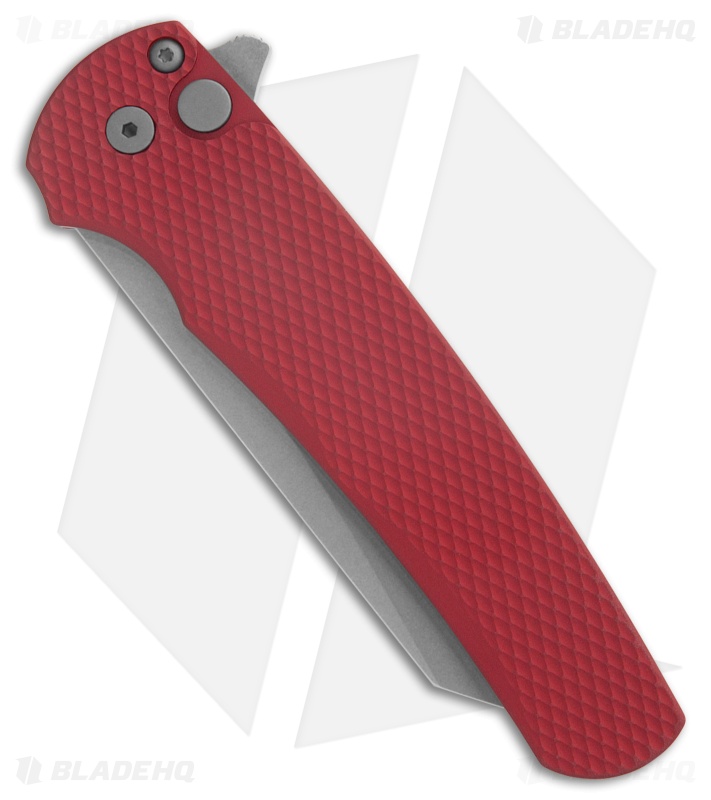 Pro-Tech Malibu MagnaCut Button Lock Knife Red Textured Aluminum (3.25" SW)