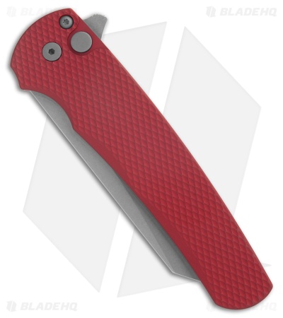 Pro-Tech Malibu MagnaCut Button Lock Knife Red Textured Aluminum (3.25" SW)