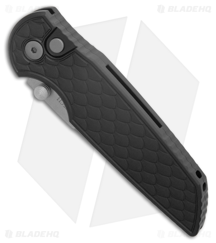 Pro-Tech TR-3 Integrity Button Lock Knife Black Aluminum Reptile (3.5" SW)
