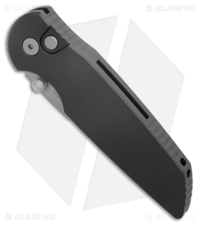 Pro-Tech TR-3 Integrity Button Lock Knife Black Aluminum (3.5" SW)