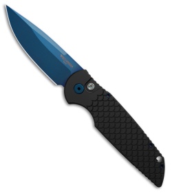 Pro-Tech TR-3 Automatic Knife Fish Scale Black Aluminum Blue HW (3.5" Sapphire)